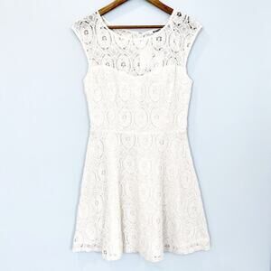 NEW BB Dakota Fit & Flare Lace Overlay Dress Ivory Size 6